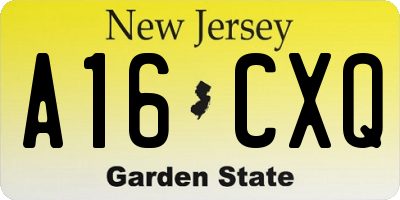 NJ license plate A16CXQ