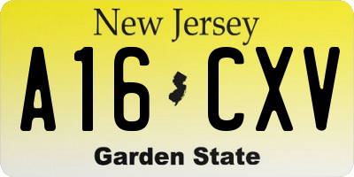 NJ license plate A16CXV