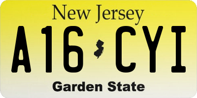 NJ license plate A16CYI