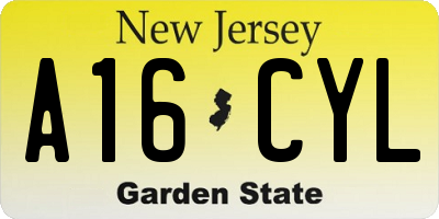 NJ license plate A16CYL