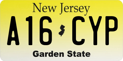 NJ license plate A16CYP
