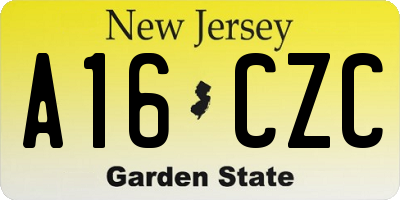 NJ license plate A16CZC