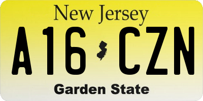 NJ license plate A16CZN