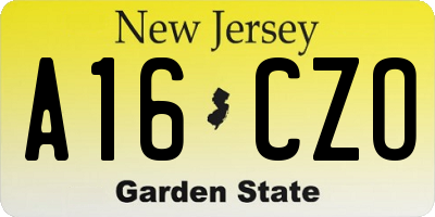 NJ license plate A16CZO