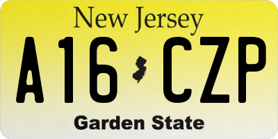 NJ license plate A16CZP