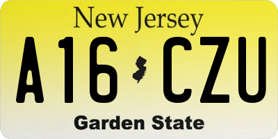 NJ license plate A16CZU