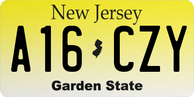 NJ license plate A16CZY