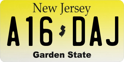 NJ license plate A16DAJ