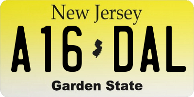 NJ license plate A16DAL