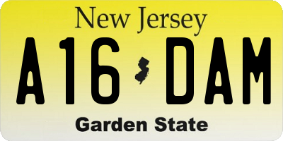 NJ license plate A16DAM