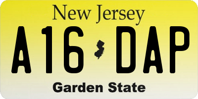 NJ license plate A16DAP