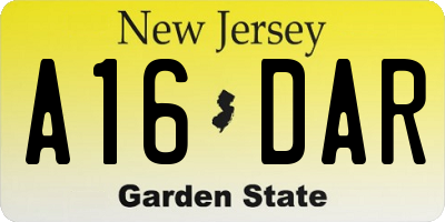 NJ license plate A16DAR