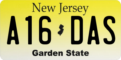 NJ license plate A16DAS