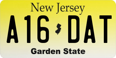NJ license plate A16DAT