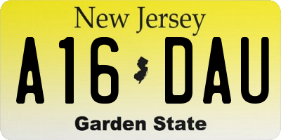 NJ license plate A16DAU