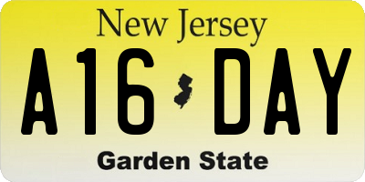 NJ license plate A16DAY