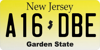 NJ license plate A16DBE