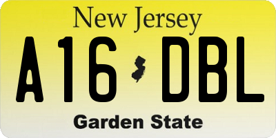 NJ license plate A16DBL
