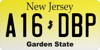 NJ license plate A16DBP