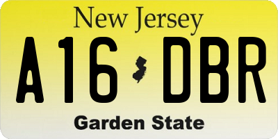NJ license plate A16DBR