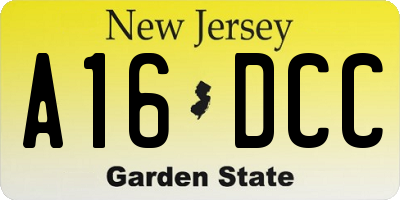 NJ license plate A16DCC
