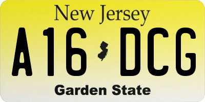 NJ license plate A16DCG