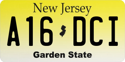 NJ license plate A16DCI