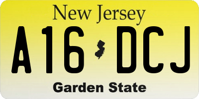 NJ license plate A16DCJ