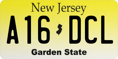 NJ license plate A16DCL
