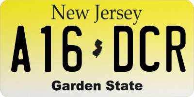 NJ license plate A16DCR