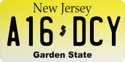 NJ license plate A16DCY