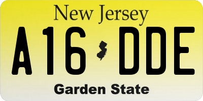 NJ license plate A16DDE