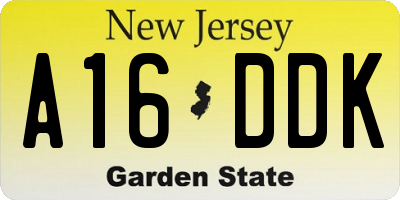 NJ license plate A16DDK