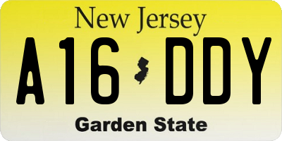 NJ license plate A16DDY