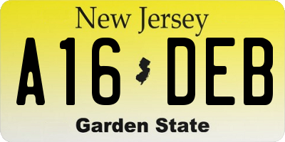 NJ license plate A16DEB