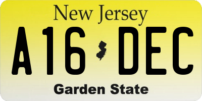 NJ license plate A16DEC