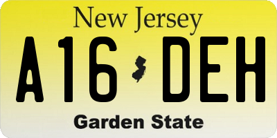 NJ license plate A16DEH