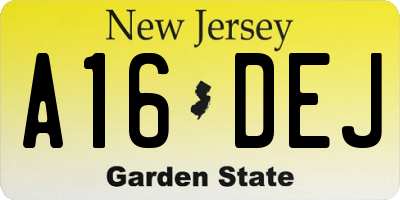 NJ license plate A16DEJ