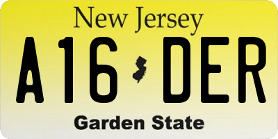 NJ license plate A16DER