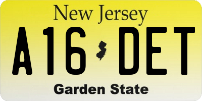 NJ license plate A16DET