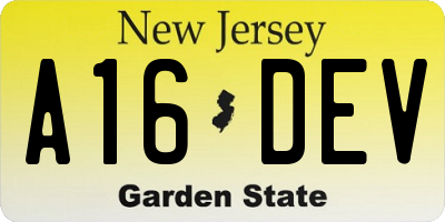 NJ license plate A16DEV