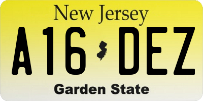 NJ license plate A16DEZ