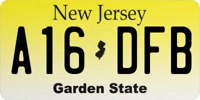 NJ license plate A16DFB