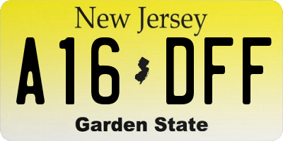 NJ license plate A16DFF