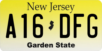 NJ license plate A16DFG