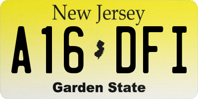 NJ license plate A16DFI