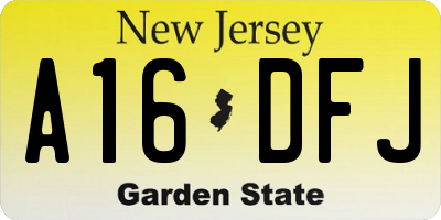 NJ license plate A16DFJ