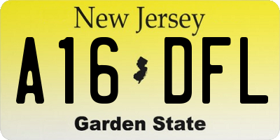 NJ license plate A16DFL