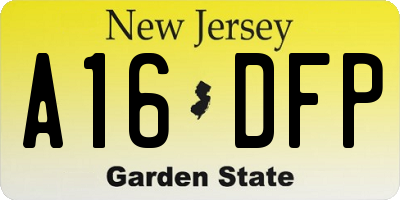 NJ license plate A16DFP