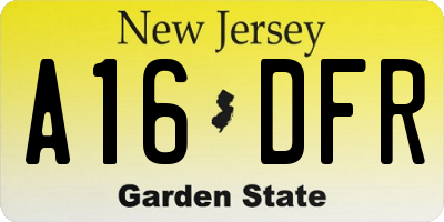 NJ license plate A16DFR